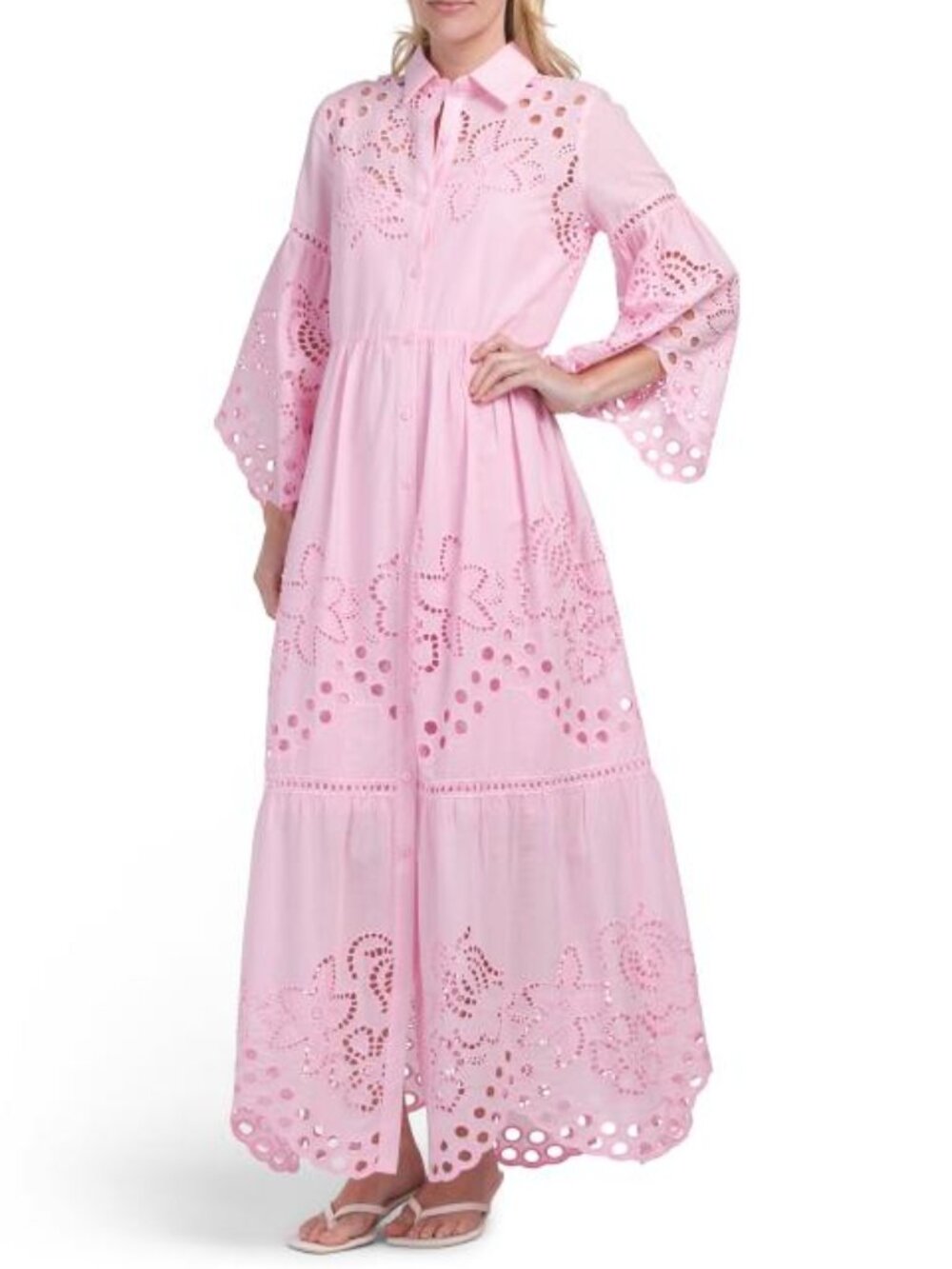 SOLITAIRE Long Sleeve Laser Cut Maxi Dress